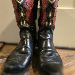 ACME Black and Red Cowboy Boots
